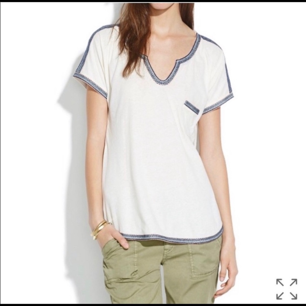 Madewell embroidered pocket tank top tee